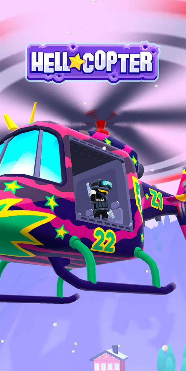 HellCopter: ekran tytułowy gry z helikopterem